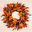 Artificial Maple Leaves Wreath with Berries Harvest Halloween Decor 45 cm