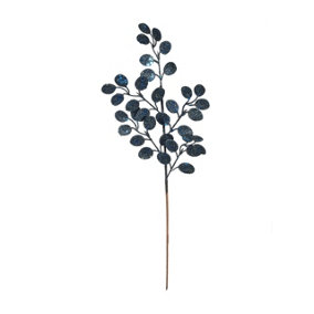 Artificial Navy Blue Glittery Eucalyptus Stem H61 cm