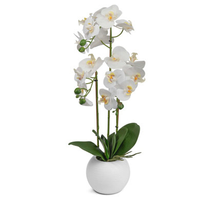 Artificial Orchid Flower Display in Pot 60cm White Realistic Home Party Decor