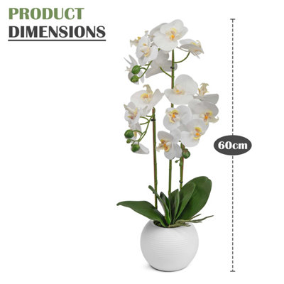 Artificial Orchid Flower Display in Pot 60cm White Realistic Home Party Decor
