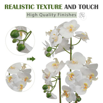 Artificial Orchid Flower Display in Pot 60cm White Realistic Home Party Decor