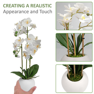 Artificial Orchid Flower Display in Pot 60cm White Realistic Home Party Decor
