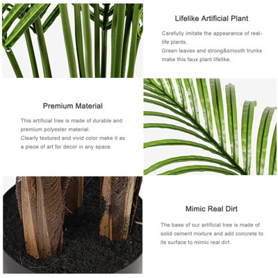 Artificial Palm Tree Fake Tree with Lifelike 15 Leaves Faux Plant 5.2FT  for Living Room - 5