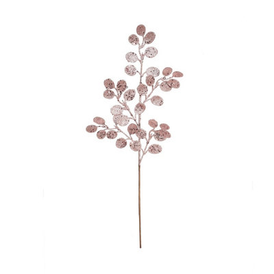 Artificial Pink Glittery Eucalyptus Stem H61 cm