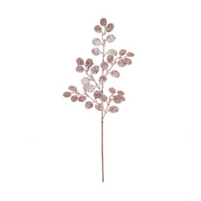 Artificial Pink Glittery Eucalyptus Stem H61 cm