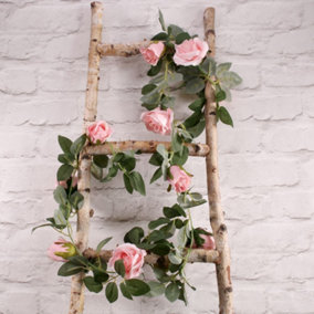 Artificial Pink Rose and Foliage Garland. Length 175 cm, Diameter 8 CM, Weddings and Events Décor.
