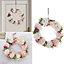 Artificial Pink Spring Rose Wreath for Front Door Wedding Decor 300mm