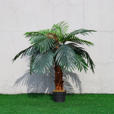Artificial Plant Artificial Tree Fake Palm Tree House Plant Indoor Outdoor Decorative In Black Plastic Pot H 100 cm