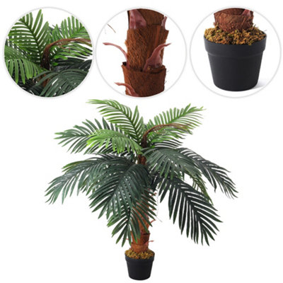 Artificial Plant Artificial Tree Fake Palm Tree House Plant Indoor Outdoor Decorative In Black Plastic Pot H 100 cm