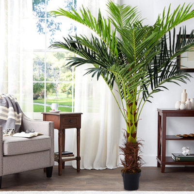 Artificial Plant Artificial Tree Indoor Outdoor Decorative Plant Fake Palm Tree in Black Pot H 180 cm