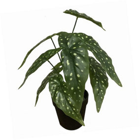 Artificial Plant Begonia in black plastic pot