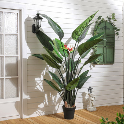 Artificial Plant Fake Potted Bird of Paradise Palm Tree in Black Pot 180 cm