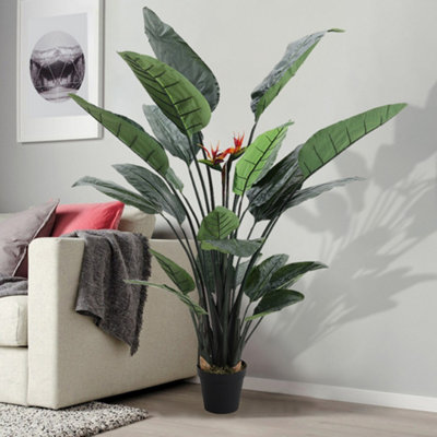 Artificial Plant Fake Potted Bird of Paradise Palm Tree in Black Pot 180 cm