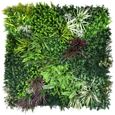 Artificial Plant Flower Living Wall Panel Realistic Indoor / Outdoor Garden - 1m x 1m - Wordsworth