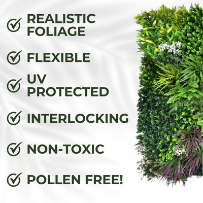Artificial Plant Flower Living Wall Panel Realistic Indoor / Outdoor Garden - 1m x 1m - Wordsworth - 3