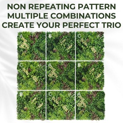 Artificial Plant Flower Living Wall Panels Realistic - 3sq. M - Indoor / Outdoor - Interlocking Non Repeating Pattern - 3