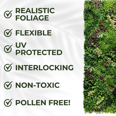 Artificial Plant Flower Living Wall Panels Realistic - 3sq. M - Indoor / Outdoor - Interlocking Non Repeating Pattern - 4