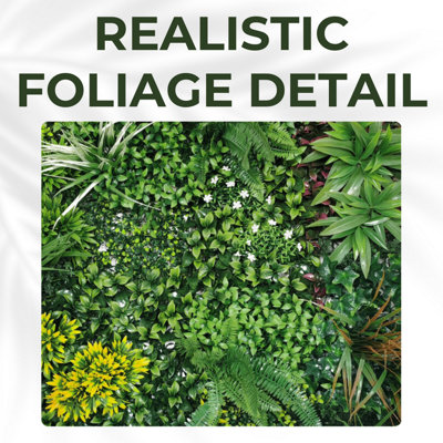 Artificial Plant Flower Living Wall Panels Realistic - Lowther Green Indoor Outdoor 1m X 1m Home Garden Office