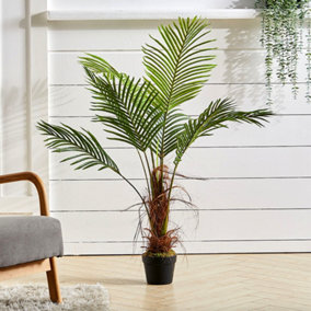 Artificial Plant House Plant Fake Palm Tree Indoor Outdoor Decorative Plant in Black Plastic Pot H 115 cm