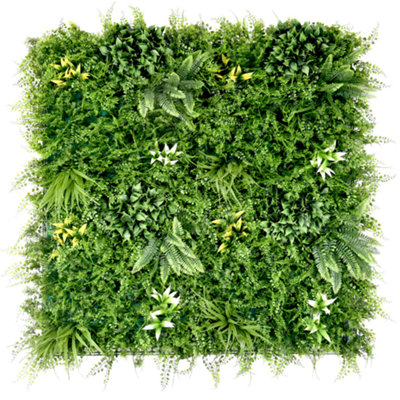 Artificial Plant Wall Panel Realistic Evergreen Flower Foliage - Indoor / Outdoor - Large 1m x 1m - Beacon Fern
