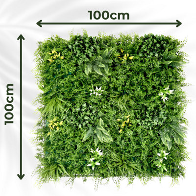 Artificial Plant Wall Panel Realistic Evergreen Flower Foliage - Indoor / Outdoor - Large 1m x 1m - Beacon Fern - 4
