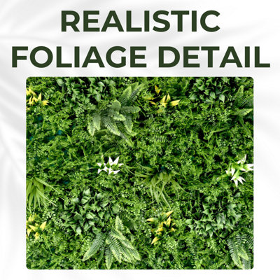 Artificial Plant Wall Panel Realistic Evergreen Flower Foliage - Indoor / Outdoor - Large 1m x 1m - Beacon Fern - 7