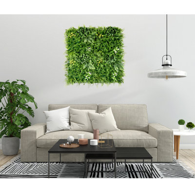 Artificial Plant Wall Panel Realistic Evergreen Flower Foliage - Indoor / Outdoor - Large 1m x 1m - Beacon Fern - 9