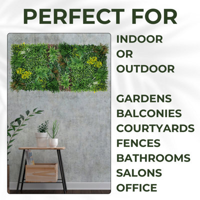 Artificial Plant Wall Panel Realistic Evergreen Flower Foliage - Indoor / Outdoor - Large 1m x 1m - Lowther Green - 4