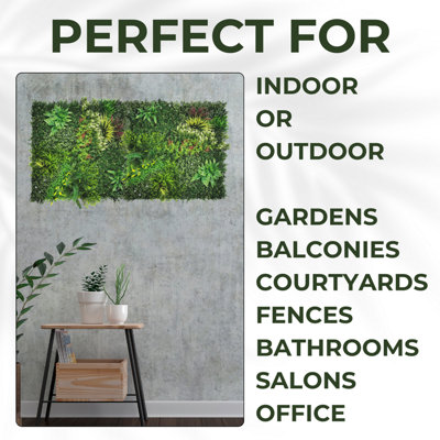 Artificial Plant Wall Panel Realistic Evergreen Flower Foliage - Indoor / Outdoor - Large 1m x 1m - Lush Lonsdale - 5