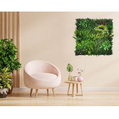 Artificial Plant Wall Panel Realistic Evergreen Flower Foliage - Indoor / Outdoor - Large 1m x 1m - Lush Lonsdale - 7