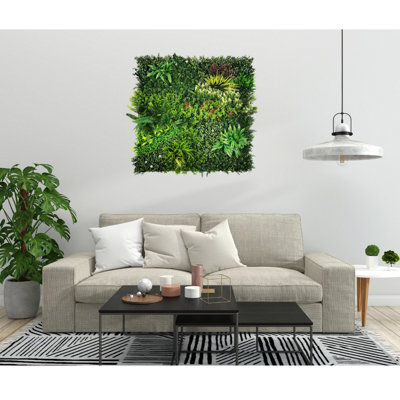 Artificial Plant Wall Panel Realistic Evergreen Flower Foliage - Indoor / Outdoor - Large 1m x 1m - Lush Lonsdale - 9