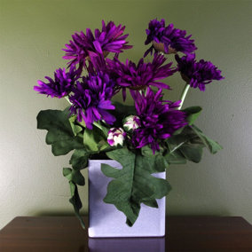 Artificial Potted Daisy Flowering Plant Purple