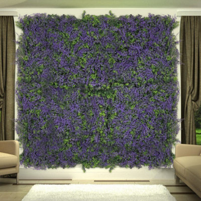 Artificial Purple Grass Garden Wedding Decor Wall Panel Foliage Hedge Simulation Plant Walls 100cm (W) x 100cm (D) X 10cm (H)