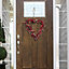 Artificial Red Berries Love Heart Shaped Wreath Valentine Front Door Decor with Lights