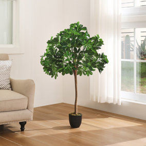 Artificial Schefflera Arboricola Tree in Black Pot for Decoration Living Room, 122cm