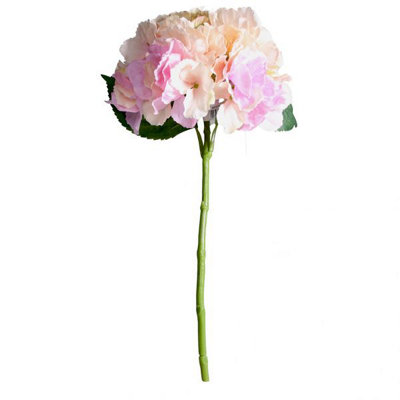 Artificial Silk Hydrangea Stem, Blush Pink. H42 cm.