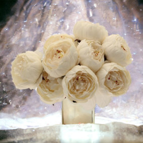 Artificial Silk Peony Bunch. Cream. 9 heads. 40 cm