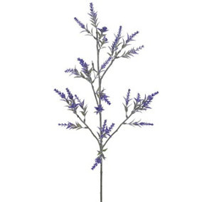Artificial Single Lavender Spray Stem 72cm - Faux Silk Flowers, Fake Foliage Stems, Indoor Floral Home Decor, Vase Not Included