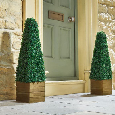 Artificial Solar Obelisk Topiary Tree - Weather & Fade Resistant Faux ...