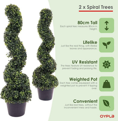 Artificial Spiral Tree 90cm UV Resistant Topiary for Indoor and Outdoor ...