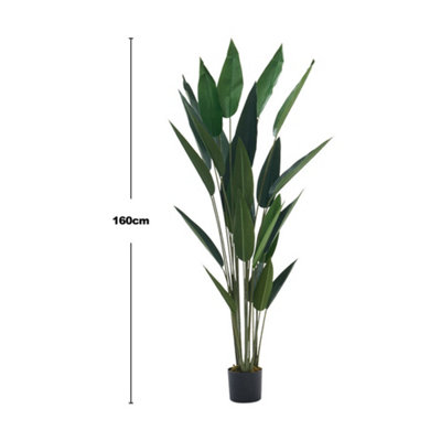 ARTIFICIAL STRELITZIA TREE HOUSE PLANT INDOOR PLANT IN BLACK POT 160 CM