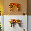 Artificial Sunflower Swag Wreath with Pumpkins for Halloween Hanging Decor 35cm