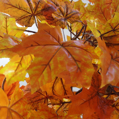 Artificial Orange Maple Tree - 125cm Tall Autumn Themed Fake Plant In Weighted Pot 5 thumbnail image