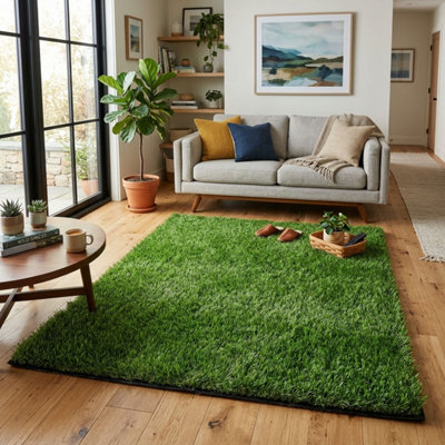 Artificial Turf Rug 1.2 x 1.6m Hard Wearing Waterproof Grass Carpet