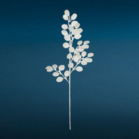 Artificial White Glittery Eucalyptus Stem H61 cm