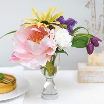 Artificial Wild Sophisticated Flower Arrangement in Footed Vase - Faux ...