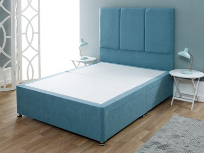 Artisan Essentials Platform Top Divan Bed Base Only 4FT6 Double 4 Drawers- Wool Jade