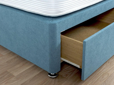 Artisan Essentials Platform Top Divan Bed Base Only 4FT6 Double 4 Drawers- Wool Jade