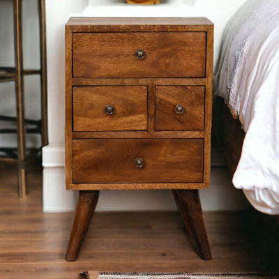 Artisan Furniture Solid Wood 4 Drawer Multi Chestnut Bedside