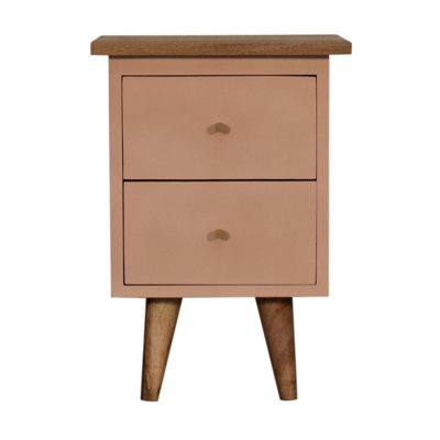 Artisan Furniture Solid Wood Blush Pink Hand Painted Bedside